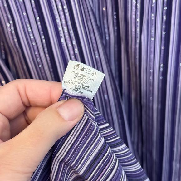 Lilly Collection Shirt Dress Womens S Purple Stripe Button Long Sleeve Midi NWT - Picture 9 of 9